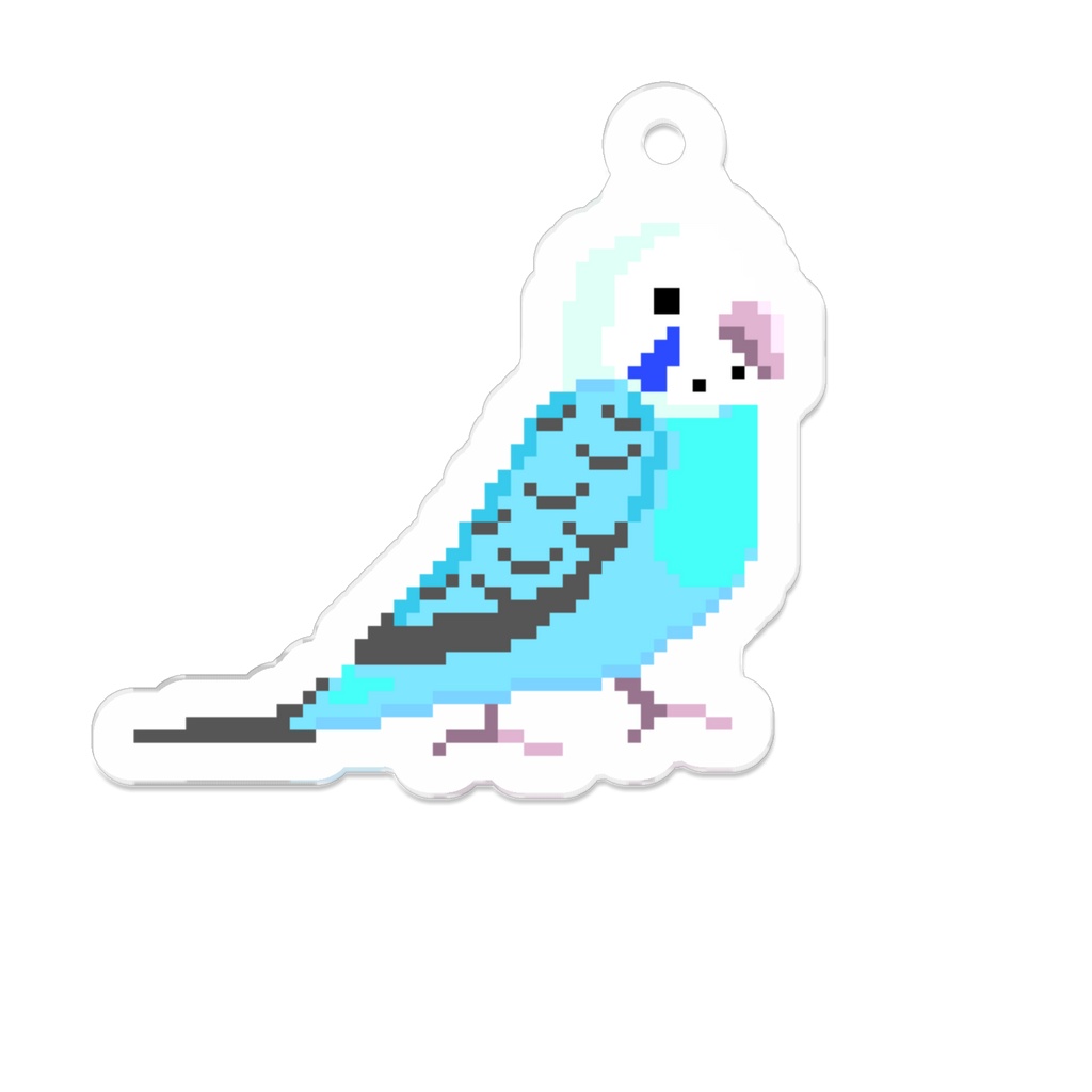 ドット絵セキセイインコのキーホルダー