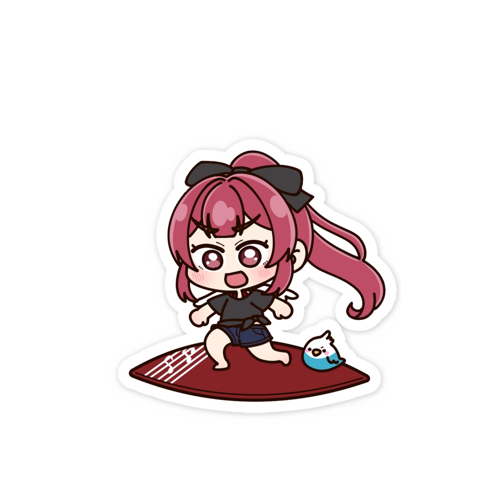 サーフィンする女の子と鳥