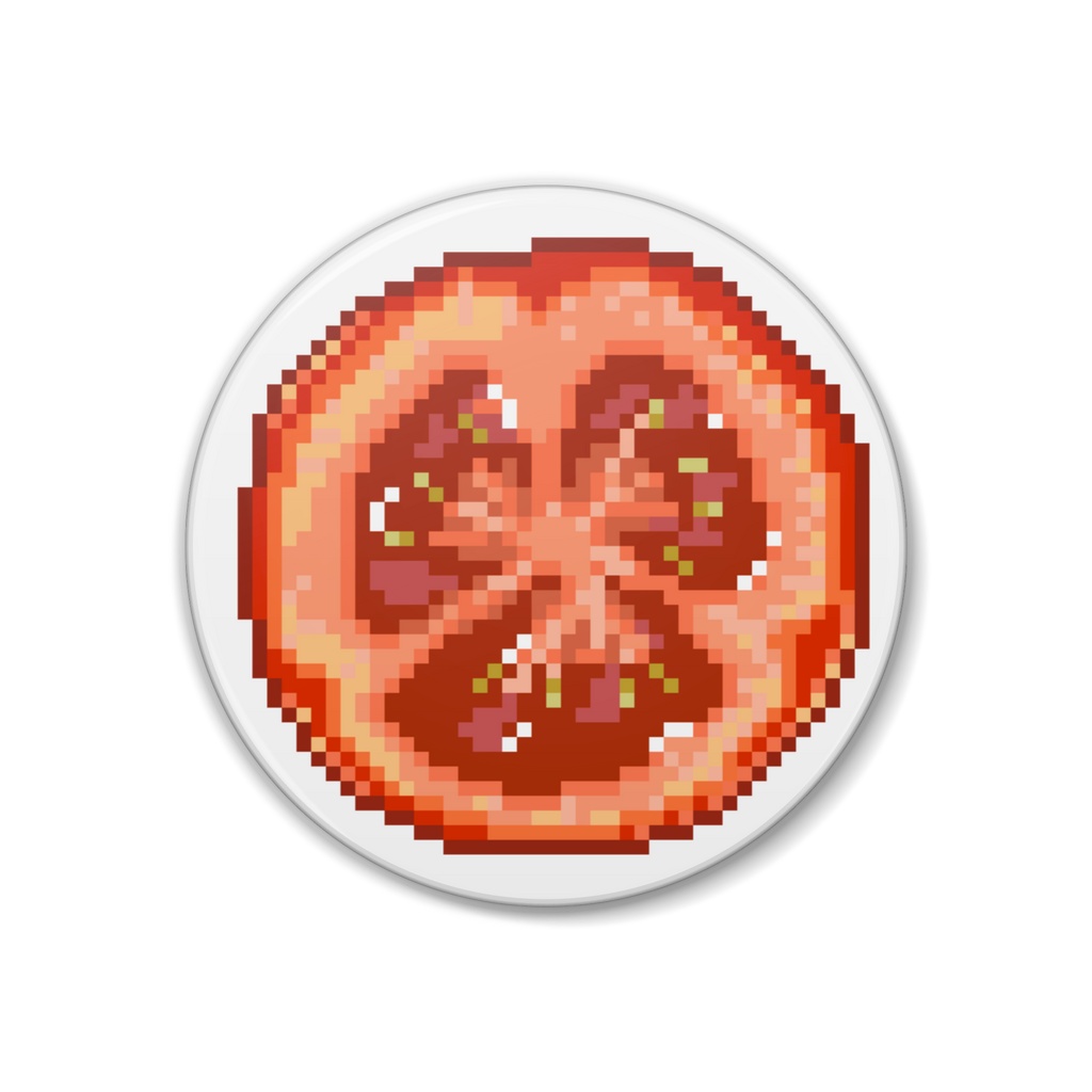ドット絵トマトの缶バッジ