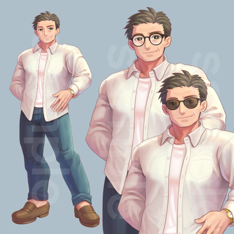 【立ち絵】おじさん13(差分24枚)