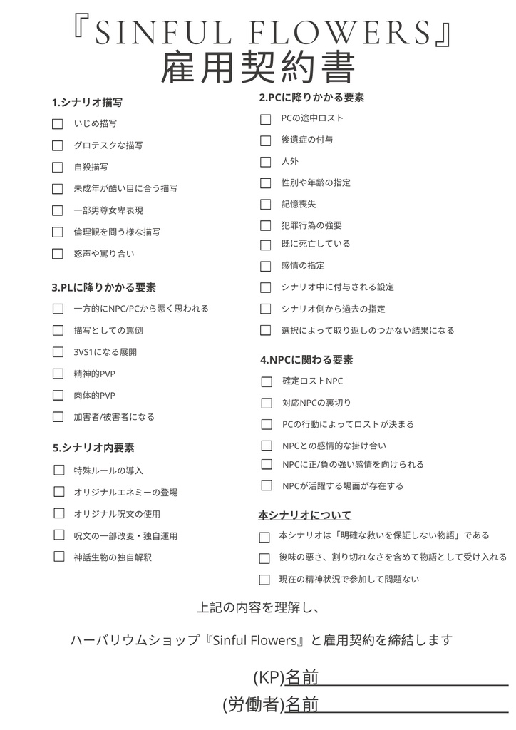 【クトゥルフ神話TRPG】葬花封乱-徒咲く季節-【SPLL:E189127】
