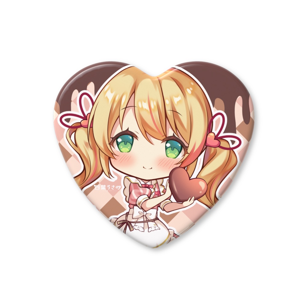 バレンタインうさのハート缶バッジ
