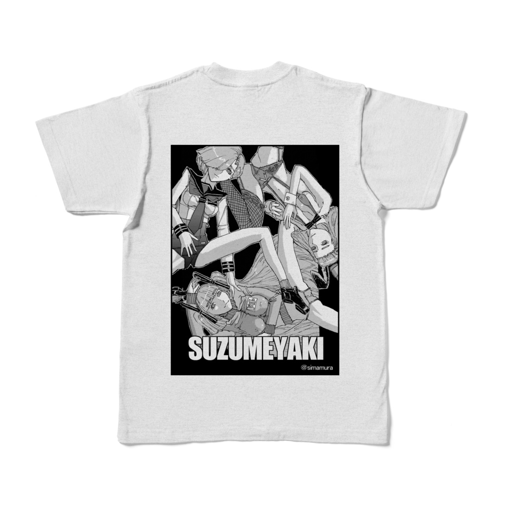 「すずめ焼き」キャラクターTシャツ（バックプリント）