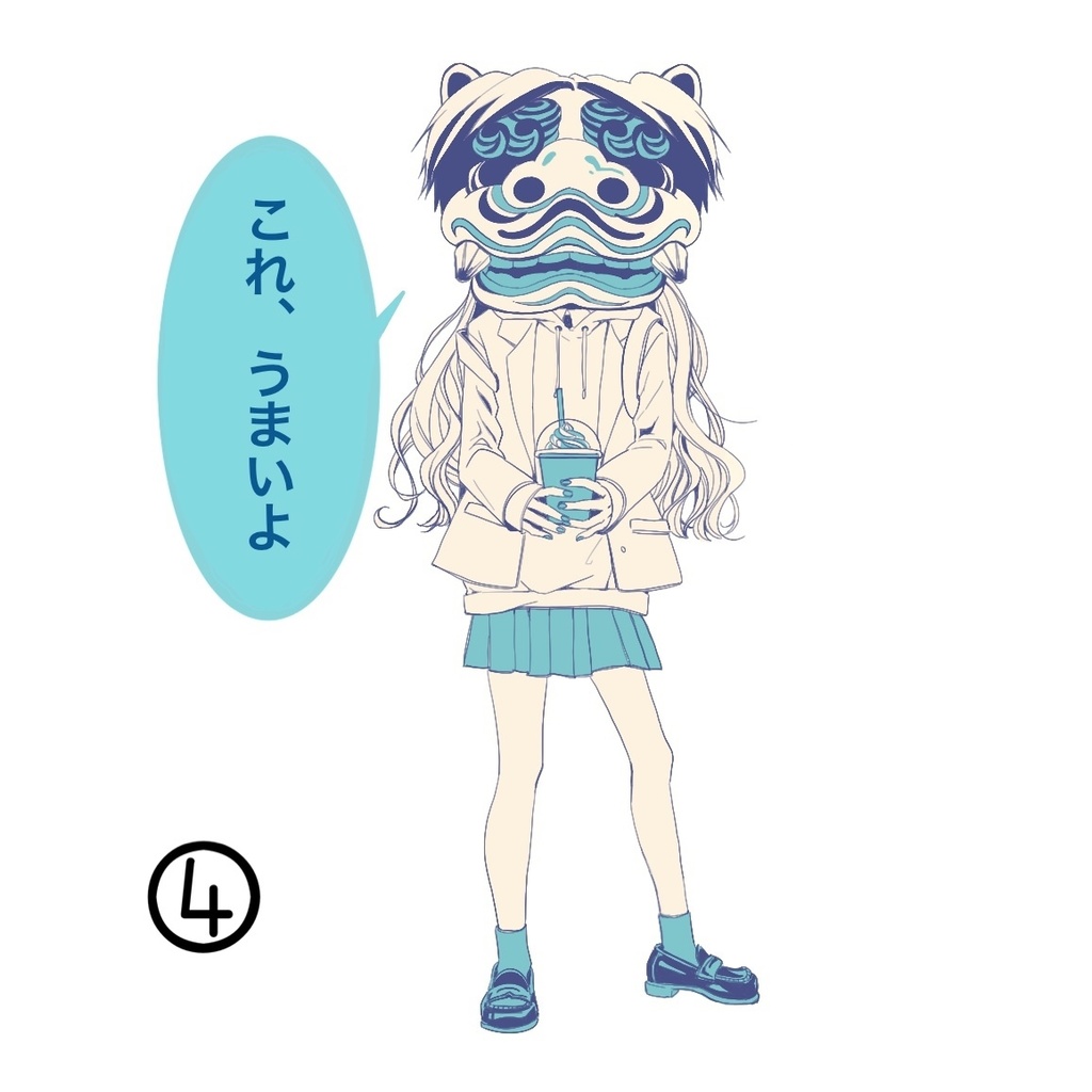 獅子舞×女子高生ステッカー