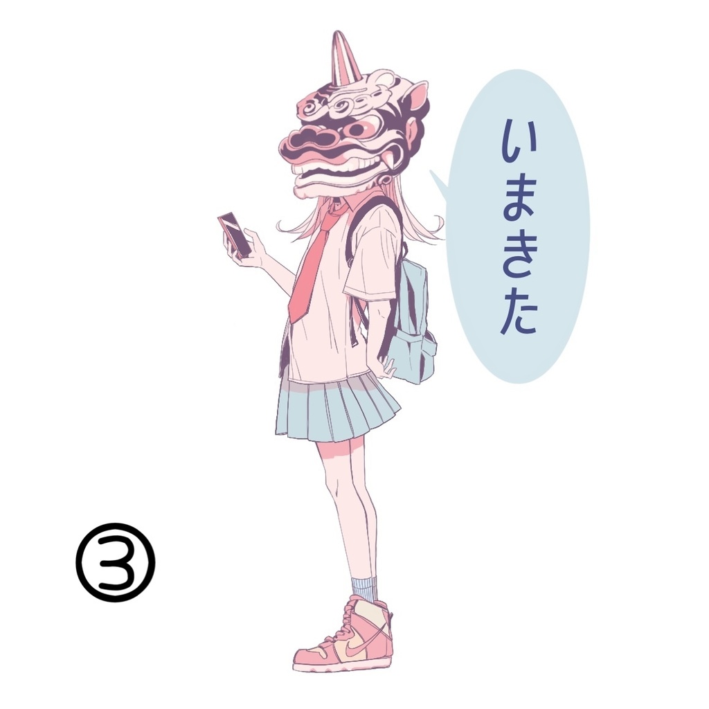 獅子舞×女子高生ステッカー