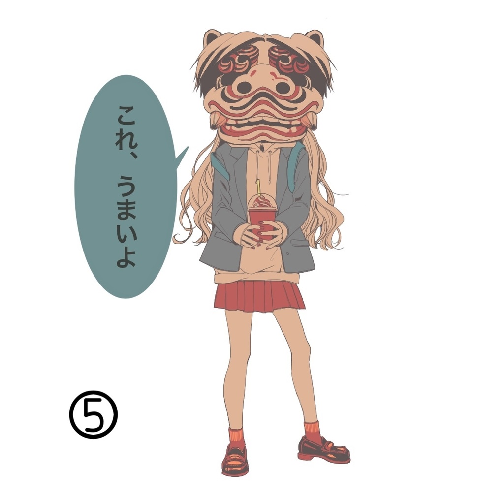 獅子舞×女子高生ステッカー