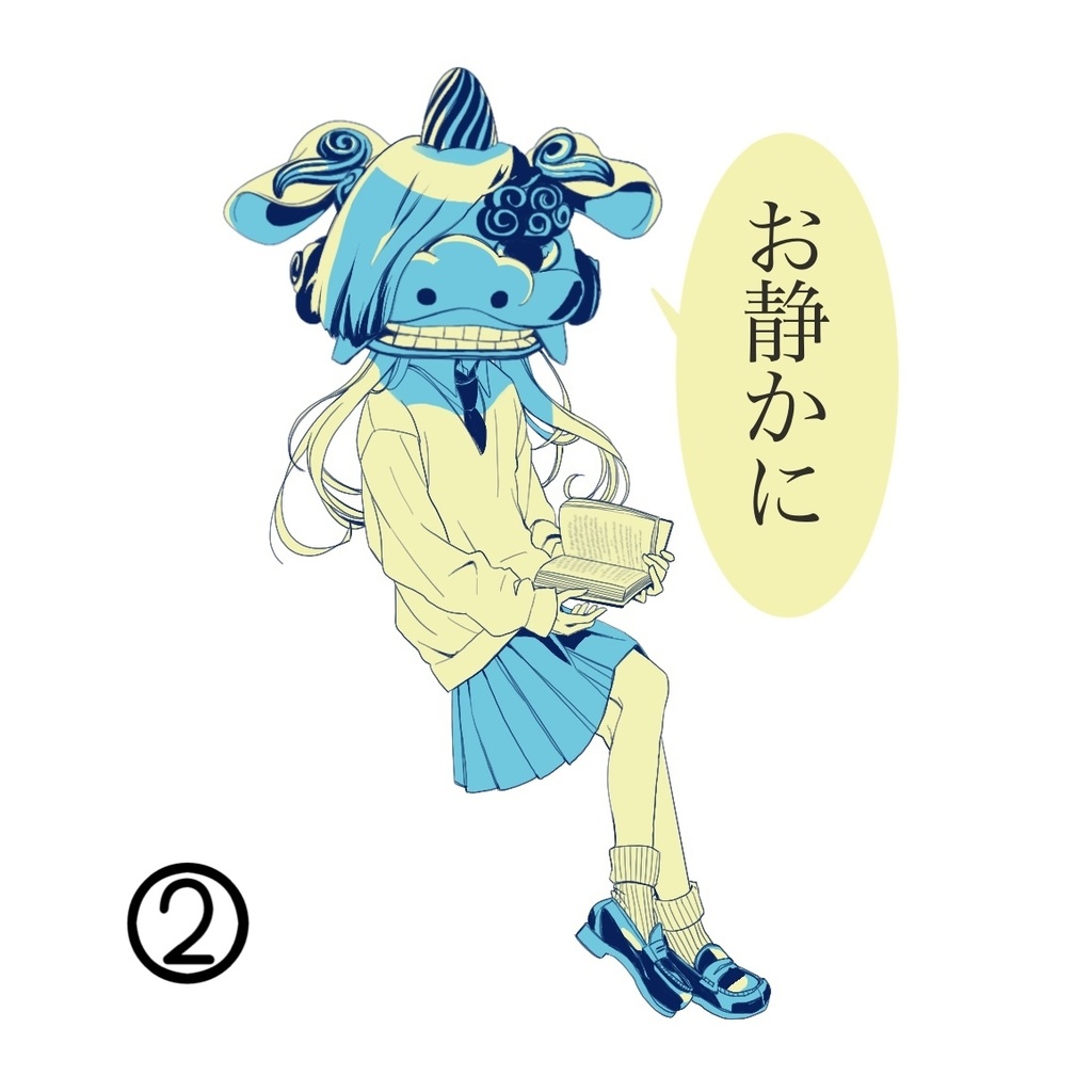 獅子舞×女子高生ステッカー