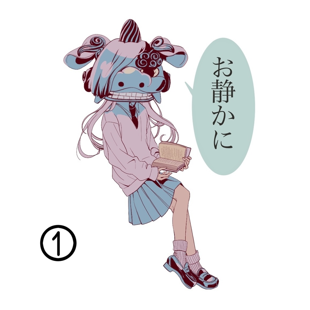 獅子舞×女子高生ステッカー