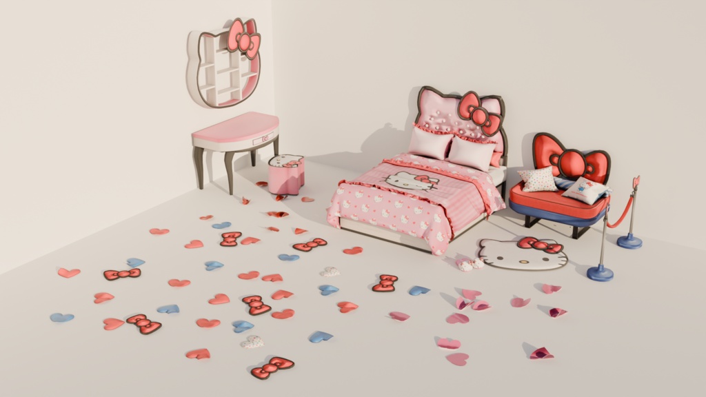 Hello Kitty Bedroom Bundle ベッドルーム バンドル | VRChat