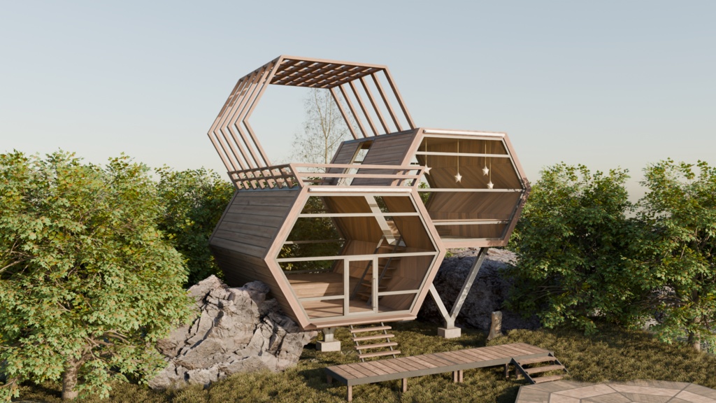 Hex Cabin Low Poly キャビン