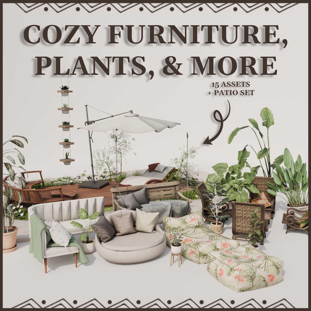 Cozy Furniture, Plants, & Patio Set!
