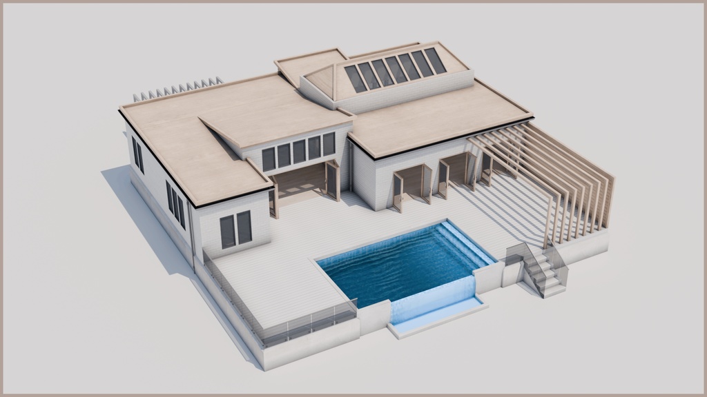 Low Poly Modern Beachside House