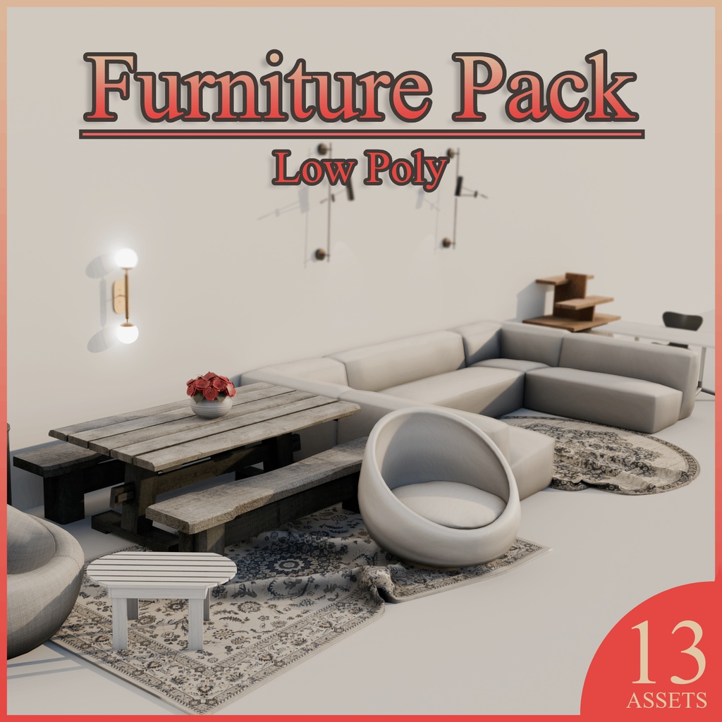 【VRChat】Low Poly Furniture Pack!!
