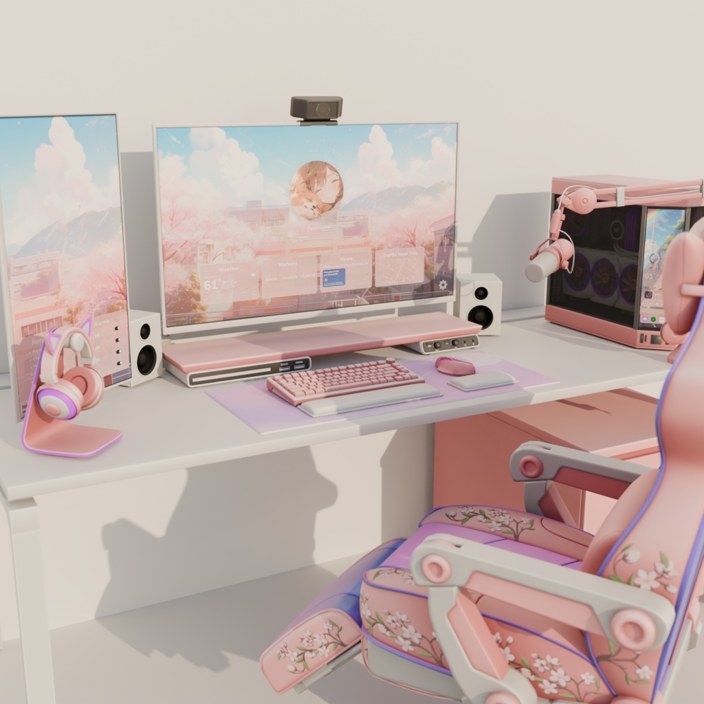 Pink Sakura Gaming Setup + Deco! ⋆。°✩