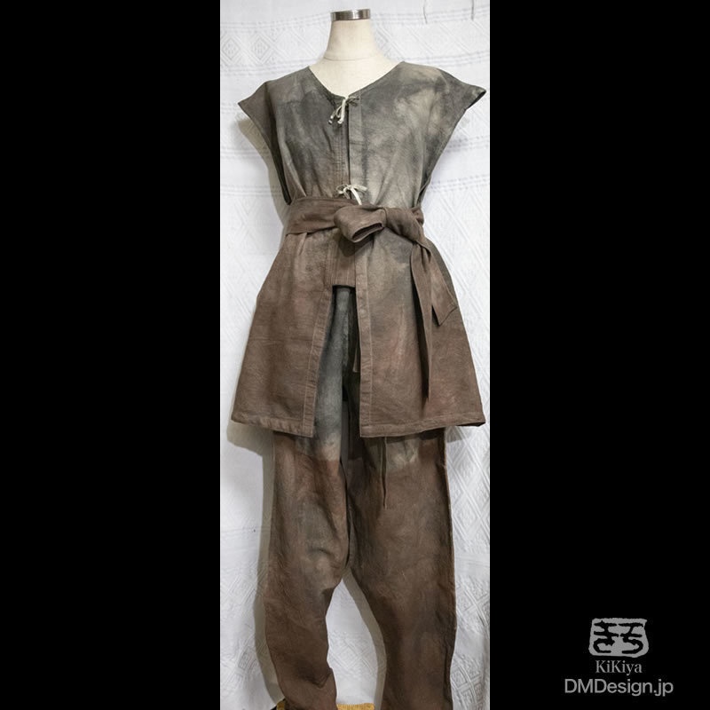 手染め一点モノ 村人スターター2点セット ムラビトの服 あのズボン よりリアルなlarp スチームパンク 普段着に 1 手染めウェザリングウェア きき屋 Booth