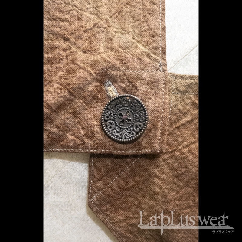 (M)手染め一点モノ「冒険者マント(1ボタン)」(ウェザリングブラウン)(8-140)/LarpLus wear