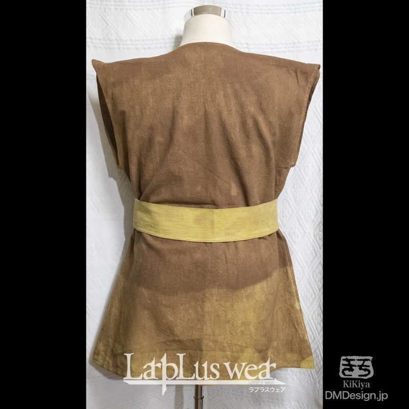 (L)手染め一点ものファンタジーウェア「ムラビトの服(イエローブラウン)」(5-062)/LarpLus wear