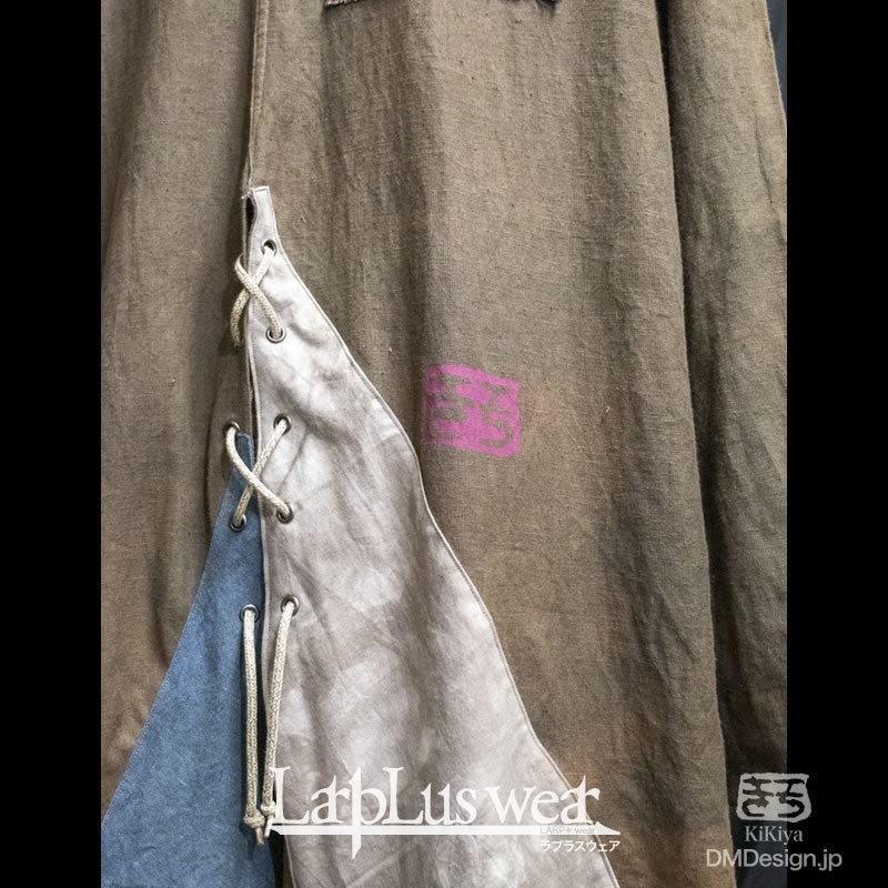 (XL)手染め一点もの「襤褸コート(茶)」(5-063)LarpLuswear
