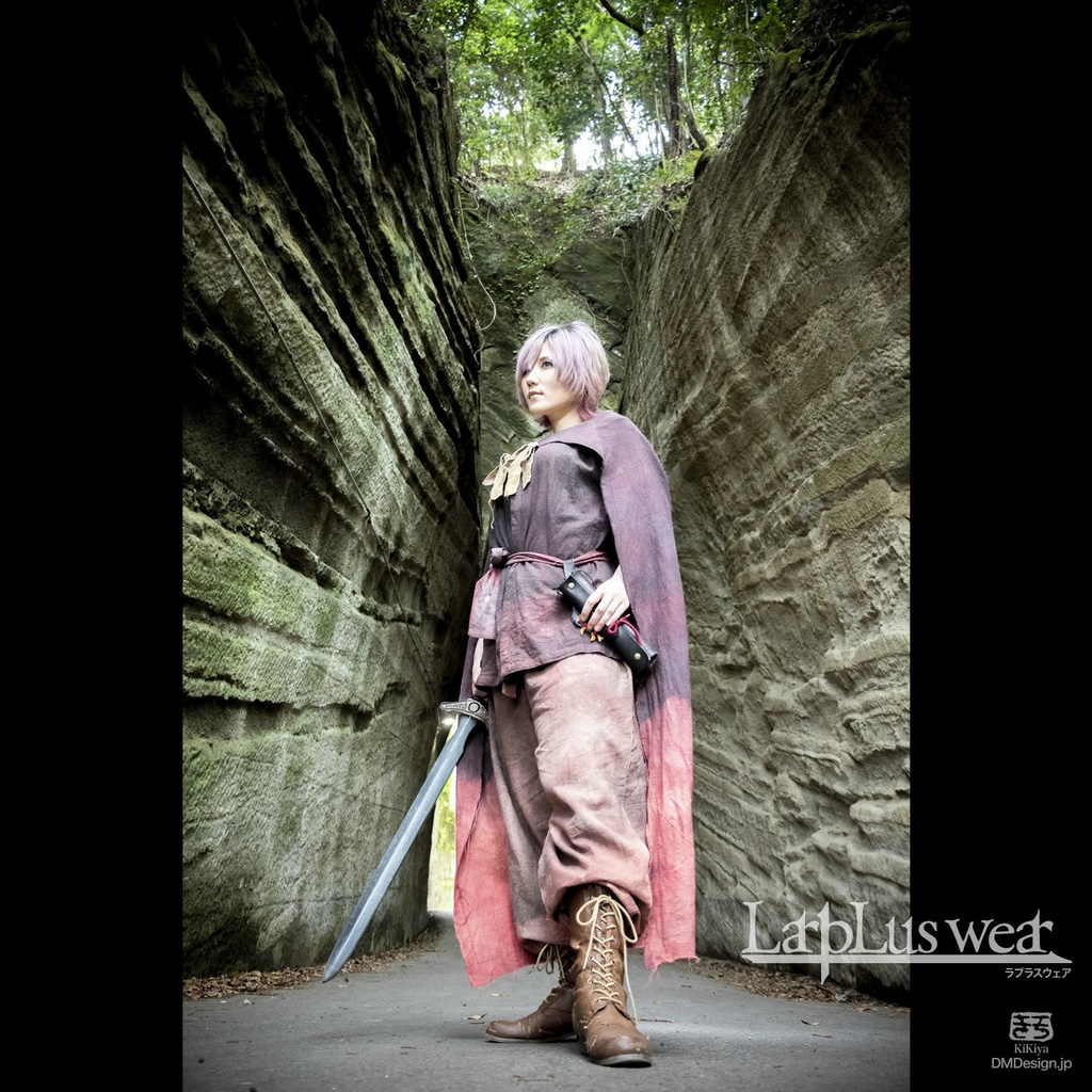 (F)手染め一点ものファンタジーウェア「あのズボン(レッドブラック)」(2-023)/LarpLus wear