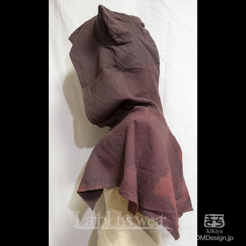 手染め一点モノ「ケモミミフード」(黒赤)(8-240)/LarpLuswear