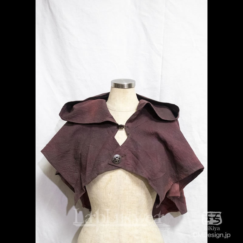 手染め一点モノ「ケモミミフード」(黒赤)(8-240)/LarpLuswear