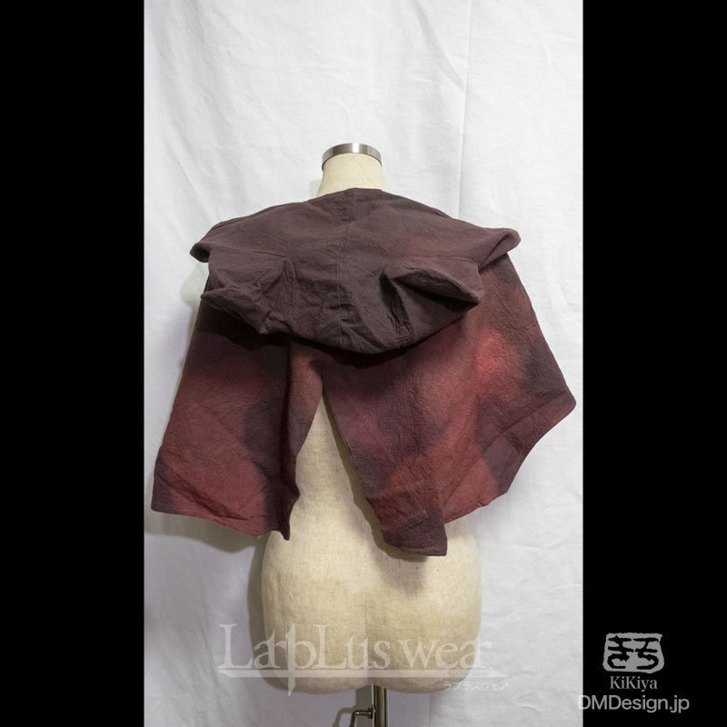 手染め一点モノ「ケモミミフード」(黒赤)(8-240)/LarpLuswear