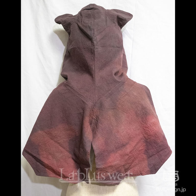 手染め一点モノ「ケモミミフード」(黒赤)(8-240)/LarpLuswear