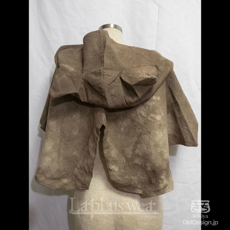 手染め一点モノ「ケモミミフード」(茶)(8-241)/LarpLuswear