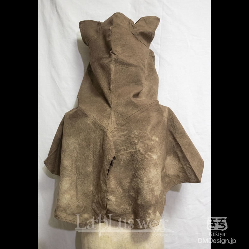 手染め一点モノ「ケモミミフード」(茶)(8-241)/LarpLuswear