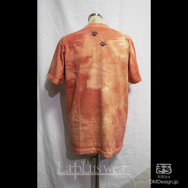 (S)手染め+プリント一点もの「赤茶」MADCAT黒猫Tシャツ(1-456)