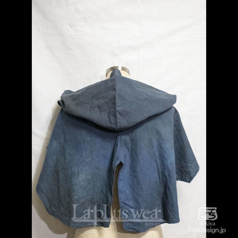 手染め一点モノ「あのフード」(青)(8-233)/LarpLuswear