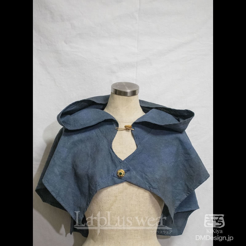 手染め一点モノ「あのフード」(青)(8-233)/LarpLuswear