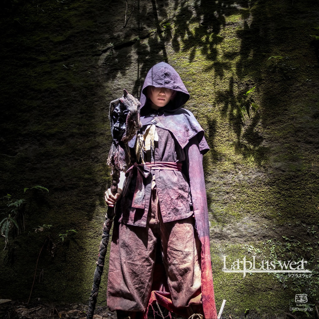 手染め一点モノ「あのフード」(赤黒)(8-238)/LarpLuswear