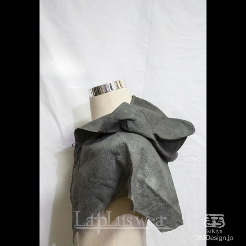 手染め一点モノ「ケモミミフード」(灰)(8-247)/LarpLuswear