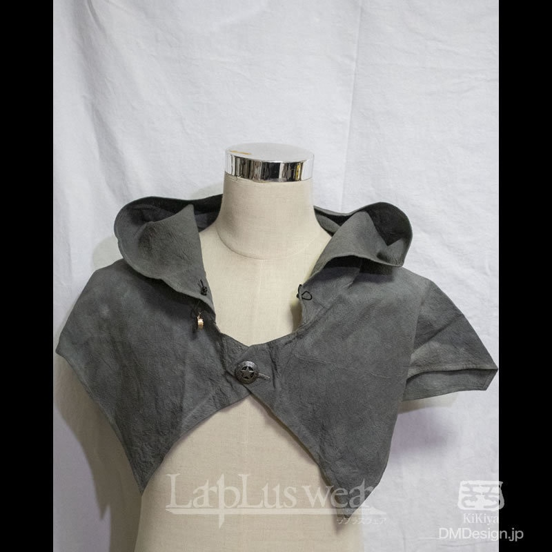 手染め一点モノ「ケモミミフード」(灰)(8-247)/LarpLuswear