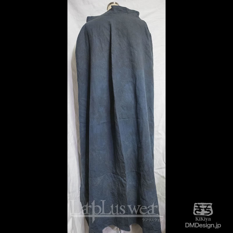 (M)手染め一点モノ「冒険者マント(1ボタン)」(青)(8-235)/LarpLus wear