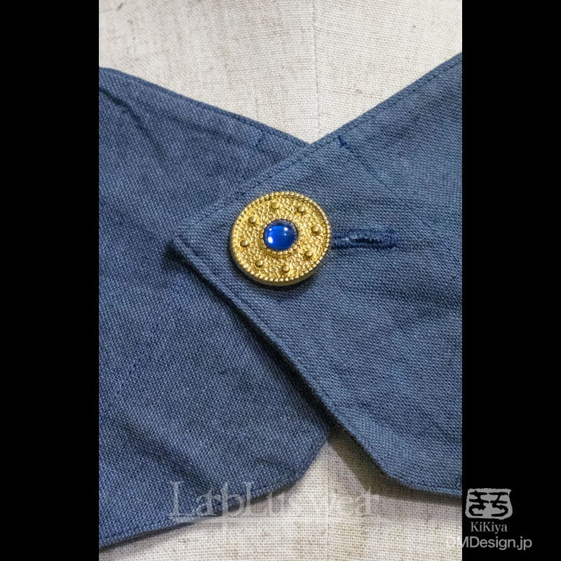 (M)手染め一点モノ「冒険者マント(1ボタン)」(青)(8-235)/LarpLus wear