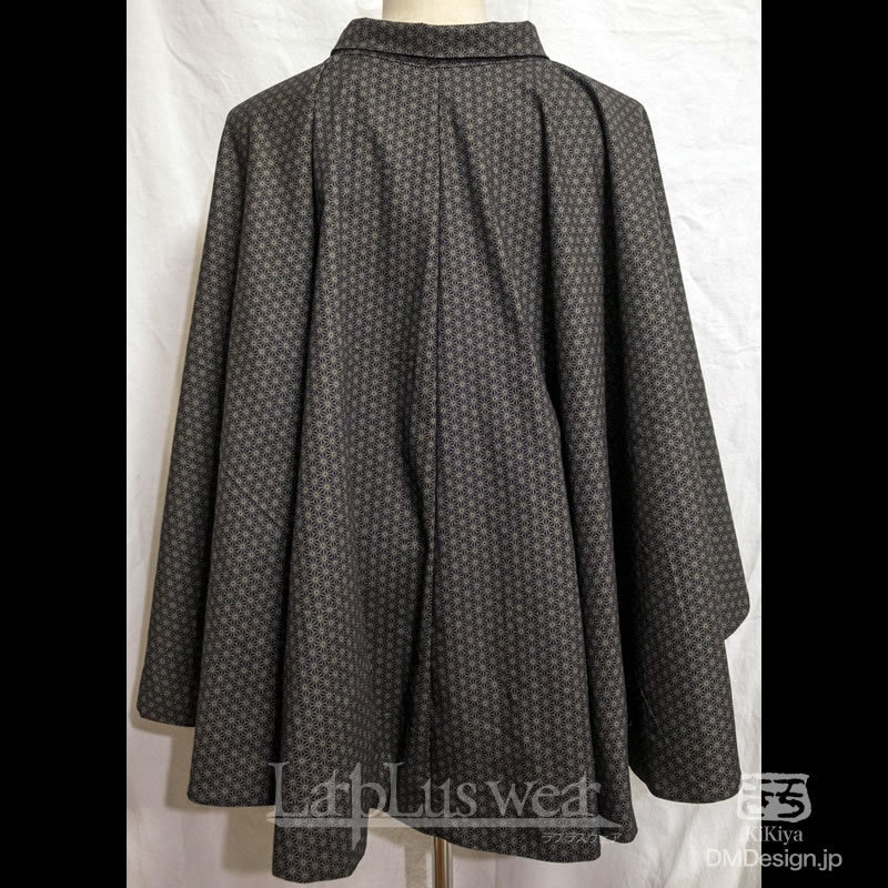 創作ファンタジー和装「インバネス風マント(黒グレー)」(8-260)