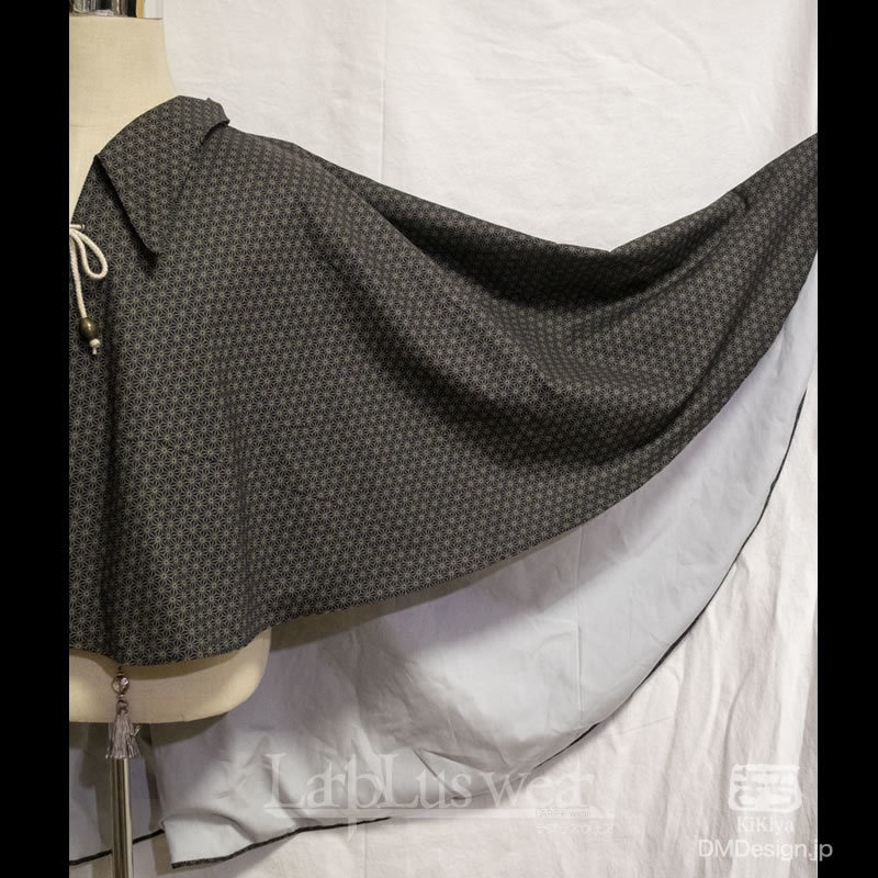 創作ファンタジー和装「インバネス風マント(黒グレー)」(8-260)