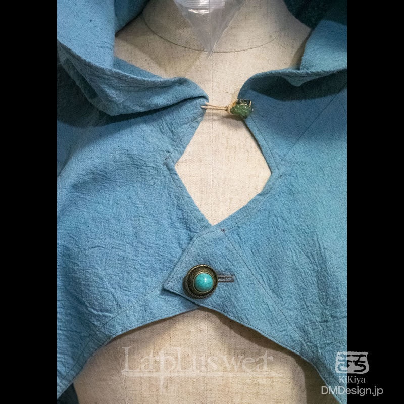 手染め一点モノ「ケモミミフード」(緑青)(8-271)/LarpLuswear