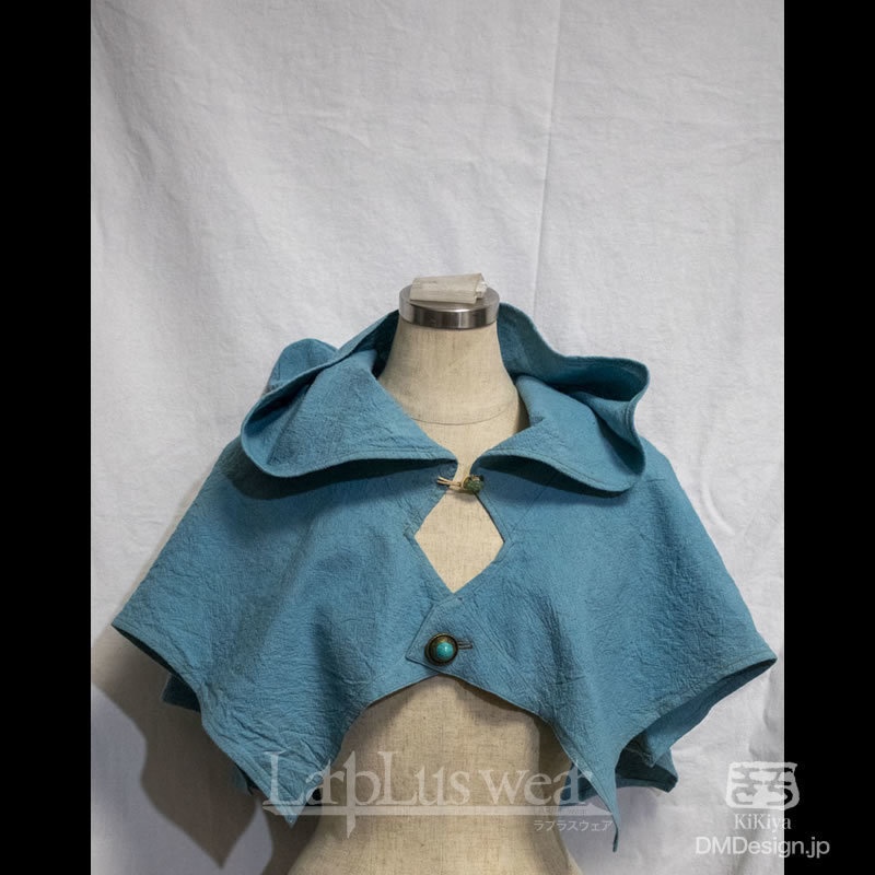 手染め一点モノ「ケモミミフード」(緑青)(8-271)/LarpLuswear