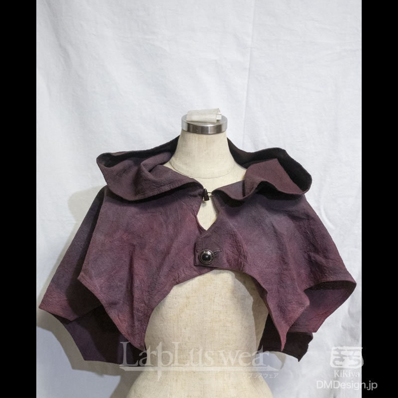 手染め一点モノ「ケモミミフード」(赤黒)(8-269)/LarpLuswear