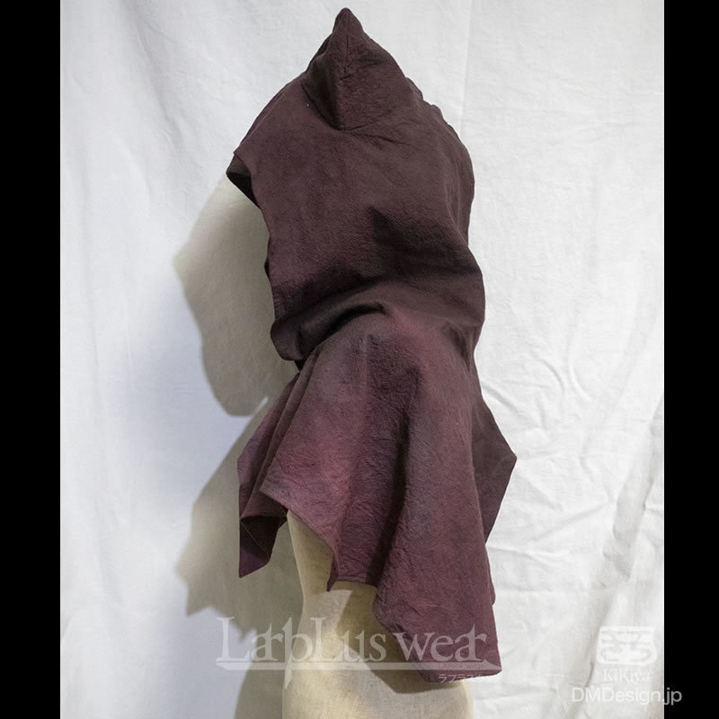 手染め一点モノ「ケモミミフード」(赤黒)(8-269)/LarpLuswear