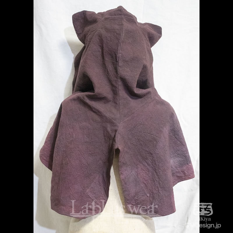 手染め一点モノ「ケモミミフード」(赤黒)(8-269)/LarpLuswear