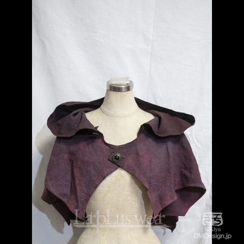 手染め一点モノ「ケモミミフード」(赤黒)(8-269)/LarpLuswear