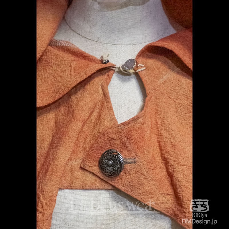 手染め一点モノ「ケモミミフード」(橙)(8-266)/LarpLuswear