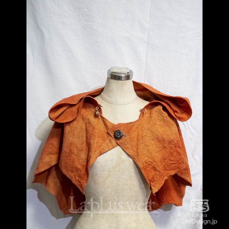 手染め一点モノ「ケモミミフード」(橙)(8-266)/LarpLuswear