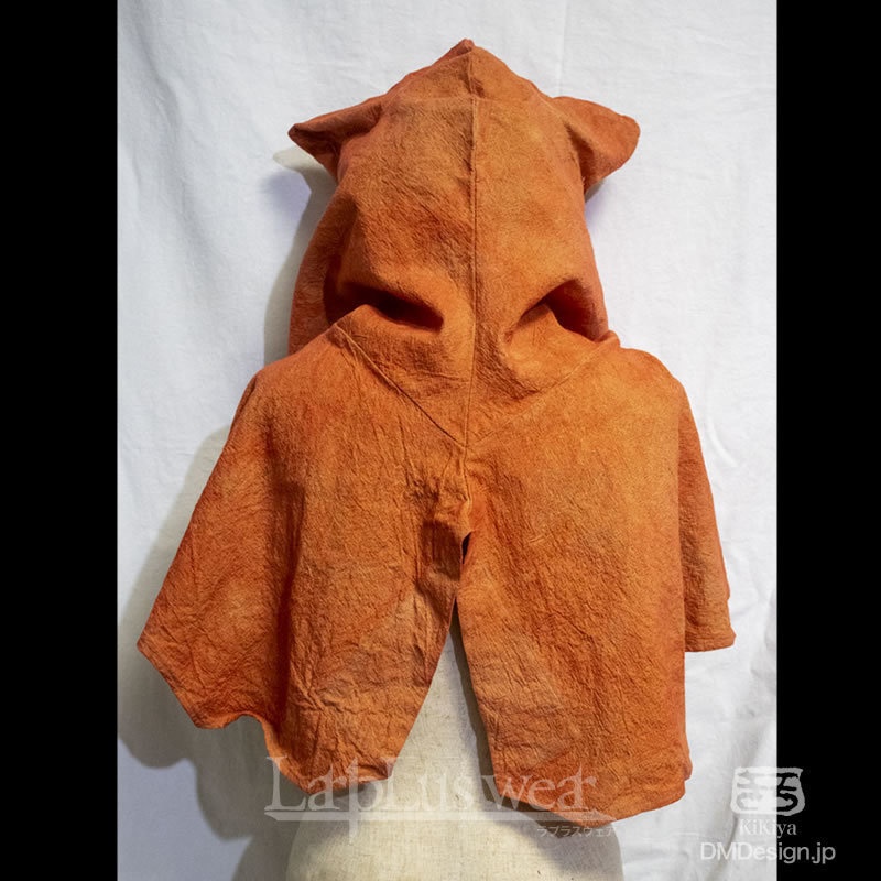 手染め一点モノ「ケモミミフード」(橙)(8-266)/LarpLuswear