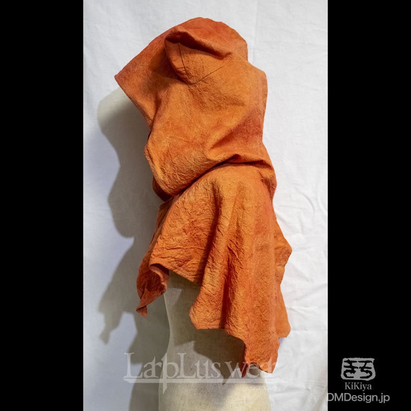 手染め一点モノ「ケモミミフード」(橙)(8-266)/LarpLuswear
