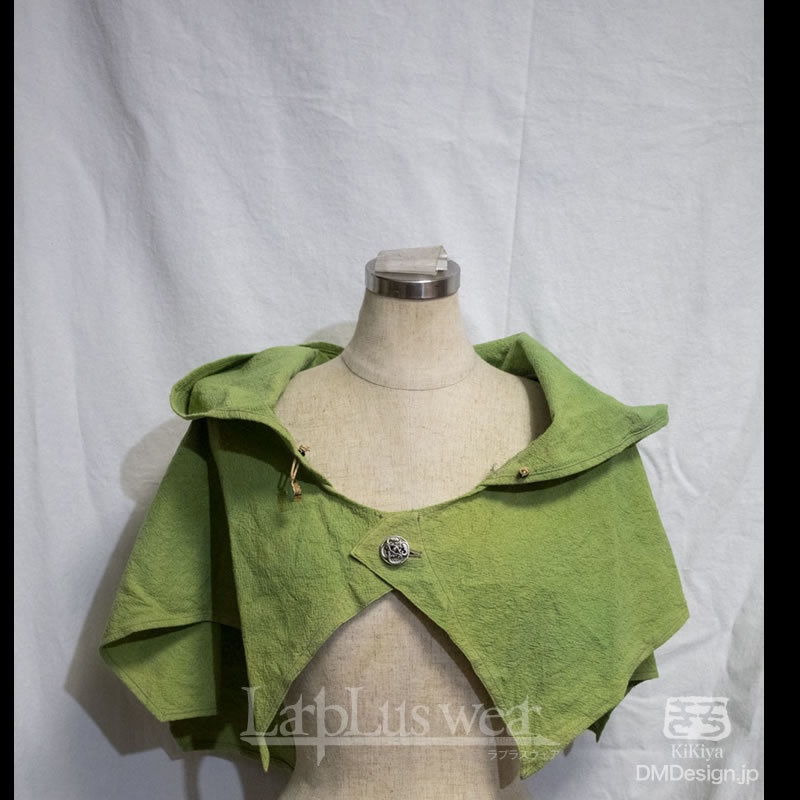 手染め一点モノ「ケモミミフード」(緑)(8-268)/LarpLuswear